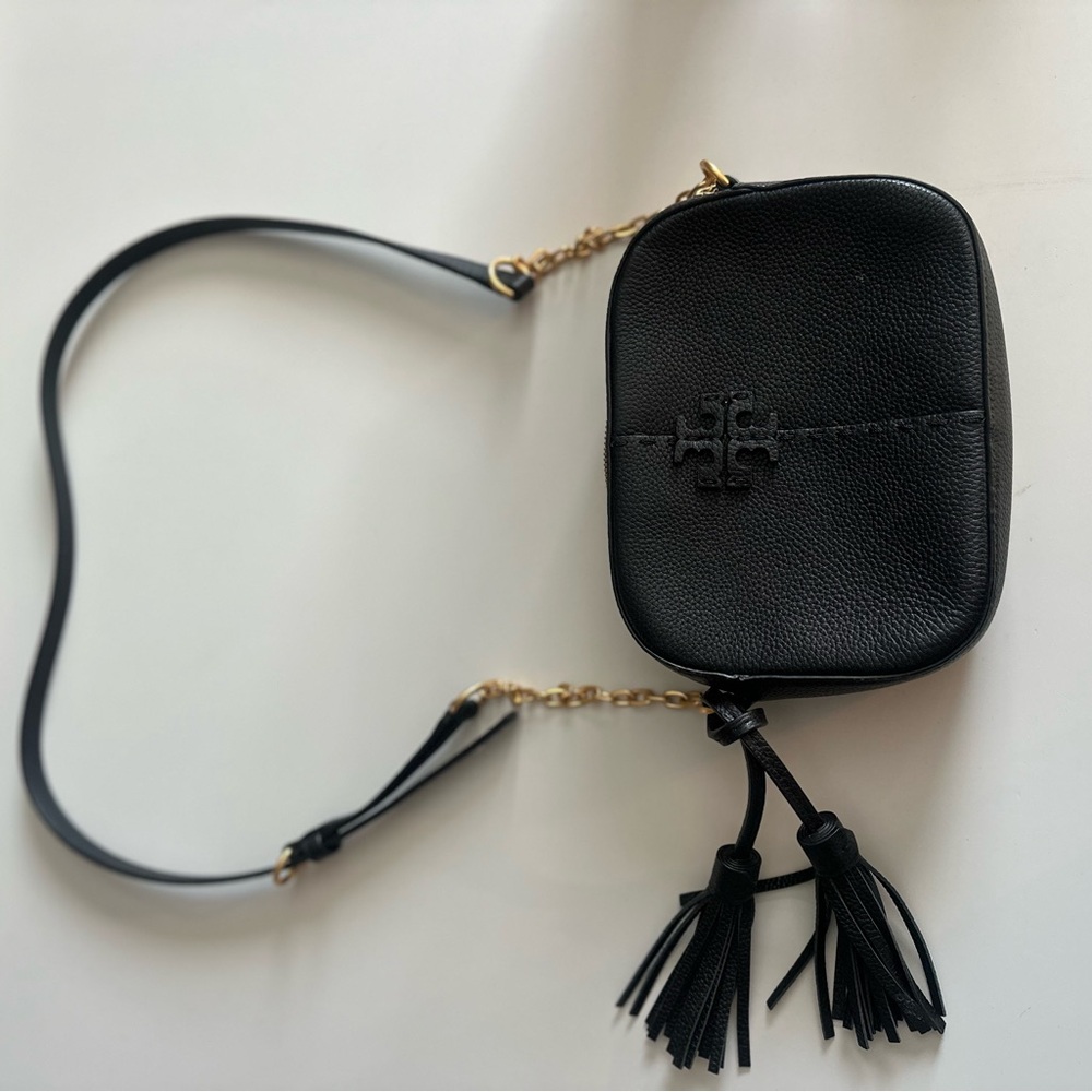 Tory Burch Black Crossbody Bag with Tassels